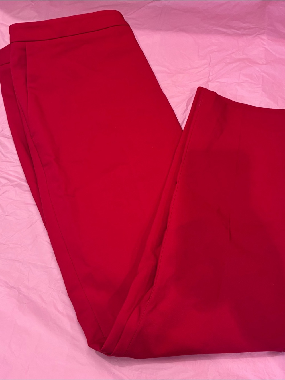 FOREVER 21 Women’s Red Dress Pants Flat Front Zip Closure Solid Pinup Retro Sz M
